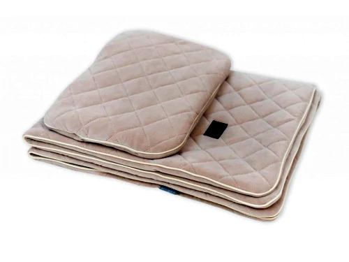 Sleepee Royal Baby Set pískový – sametová deka + polštářek